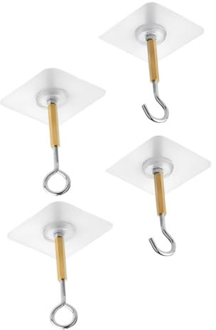 VILLFUL 4 Stück Deckenhaken Deckenclips Schrankhaken Handtücher, Kleiderbügel Badezimmer-wandhaken Wandhaken, Robust Pflanzen Lichter Taschen Haken Deckenhänger Öffnen Eisen Klebstoff