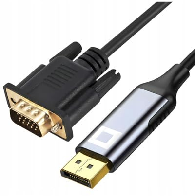 Co2 DisplayPort auf VGA D-SUB 2K/60Hz, Full HD 1080p, Plug & Play, vergoldet, Einwegadapter, Konverter, kompatibel mit Laptops, Monitoren, Projektoren, Aluminium Space Gray (1m)