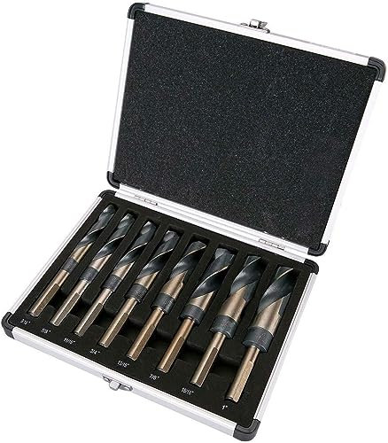 Ensemble de forets, ensemble de forets au cobalt, Lot de 8 forets HSS Cobalt Silver & Deming - Grande taille 9/16 à 1 réduit 1