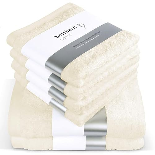 herzbach home Handtücher Pura 6er Set 4X Hand- 2X Duschtuch 100% Baumwolle | extra weich und saugstark, langlebig und pflegeleicht, mit Aufhänger, gehobene Gramatur 550 gsm, Hergestellt in Porugal