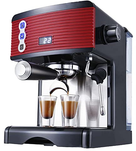 SaryEdge Machine à café Commerciale Domestique, 1450W Machine à Expresso Semi-Automatique Machine à café Double Tasse avec mousseur à Lait, Fonction de pré-trempage, 15 Bars, réservoir d(