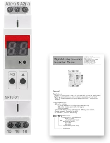 DEWIN Zeitrelais, GRT8-X1 Multifunktions-Zeitrelais Digitales Verzögerungszeitrelais mit 20 Funktionen AC/DC 12V-240V