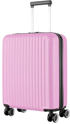 R.Leone Ryanair 55x40x20 cm Valigia Trolley Bagaglio a mano 4 Ruote in ABS Autonomo 999 (Rosa Pastello, Valigia 55x40x20 cm)