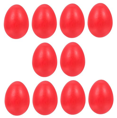 MAGICLULU Holz Eier Dekorationsset Aus Rotem Farbstoff Holz Simulation Für Ostern Malerei 10 Stück Mit Glatten Abgerundeten Kanten Selbstgemacht Bastelbedarf Und Wohnraumdekoration