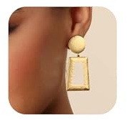 HolidayQbee Damen Ohrclips Gold Geometrisch Rechteck Statement Clip Ohrringe Ohne Ohrloch – Hautfreundlich, Farbtreu, Modischer Schmuck Für Alltag & Anlass, Geschenk Für Frauen