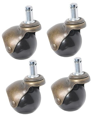 MAGICLULU 4pcs Ball Caster Wheel Swivel Castors for Vintage Furniture Home Office Quiet Rolling Low Pile Carpet Compatible