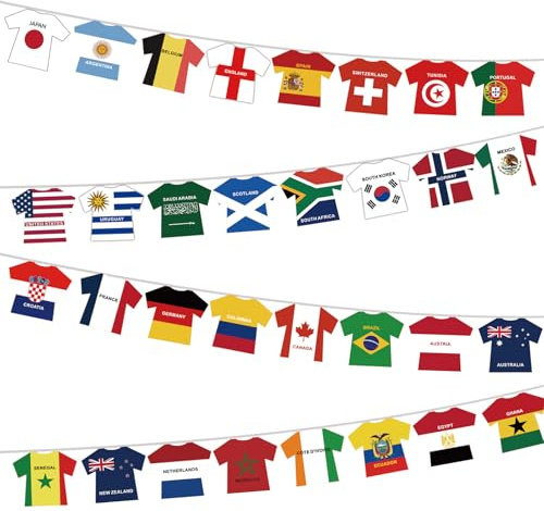 YOFANUP Guirlande de drapeaux rugby 2025 pour femme - 16 drapeaux - 5 m - Pour décoration de fête de la coupe du monde - Double face en jersey pour restaurant, bar, club, jardin