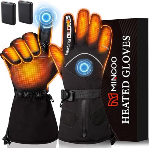 Mincoo Guanti Riscaldanti per Moto Unisex - Guanti Riscaldanti USB con Batteria 6000mAh, Impermeabili/Antivento, 3 Livelli di Regolazione della Temperatura, Ideali per lo Sci e la Bicicletta