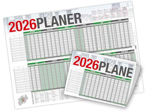 itenga Urlaubsplaner Wandkalender DIN A2 (59,4 x 42,0 cm) 250g/m² Personalplaner, gefalzt (2026 - NRW)