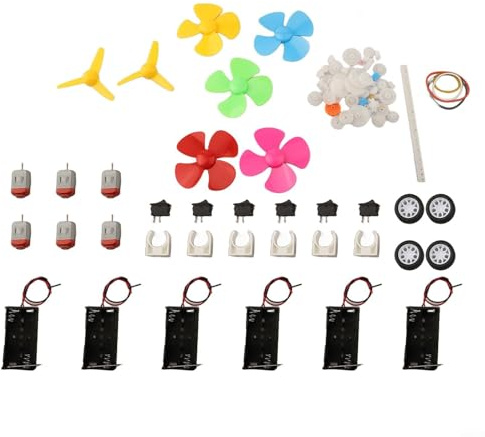 Niceminiwall Kit di 95 motori CC - Kit per esperimenti scientifici mini motore elettrico - 3-12 V 9000-25000 giri/min W/eliche a 3/4 pale - per progetti di ingegneria fai da te per bambini