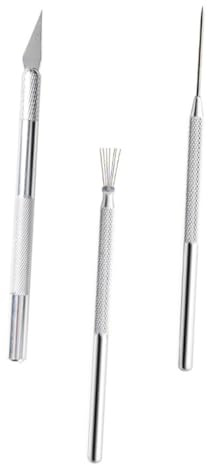 Herramientas para Esculpir Cerámica 3 Piezas en Aluminio y Acero | Color Plata, para Proyectos de Manualidades y Escultura, Diseño Resistente y Formas de Tallado