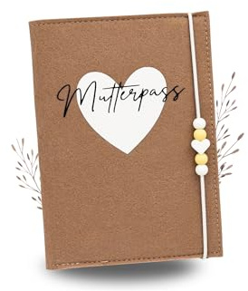 Mutterpasshülle aus Filz | Herzmotiv | Herz Weiß mit Text Schwarz | Handmade