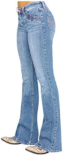 Lanunlly Pantalones Jeans Mujer Campana Pantalones Skinny Cintura Alta Vaqueros Elástico Jeans Flare Tejanos con Bolsillos Pantalon Boyfriend Vintage Casual Comodos Elegantes