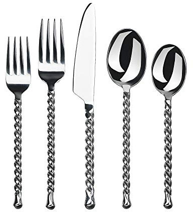 Gourmet Settings Handmade Silver Tear 20 Piece Flatware Set
