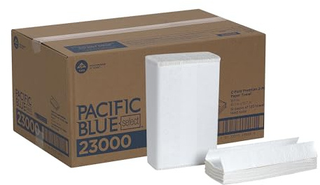 Pacific Blue Select Premium 2-Ply C-Fold Paper Towels by GP PRO (Georgia-Pacific) , White, 23000, 120 Towels Per Pack, 12 Packs Per Case