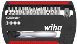 Wiha XLSelector Torsion 17-teilig/Gemischtes Schrauberbit-Set mit Bitratsche und 25mm Bits / 1/4
