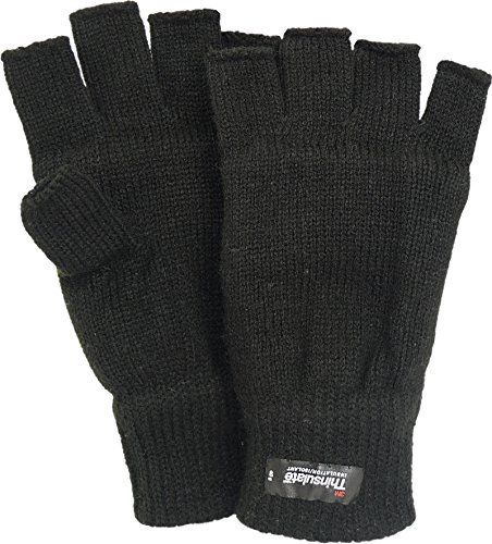 Harrys-Collection Halbfinger Handschuh mit Thinsulate Futter in 2 Farben, Farben:schwarz, Handschuhgröße:L/XL