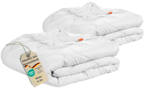 sleepling 4 Jahreszeiten Bettdecke 155x220 cm 2er Set, Vierjahreszeiten | Decke, Made in EU, OEKO-Tex 100, Waschbar 60 Grad, Steppdecke 155 x 220, 100% feine Mikrofaser, 2 Stück, Basic 100