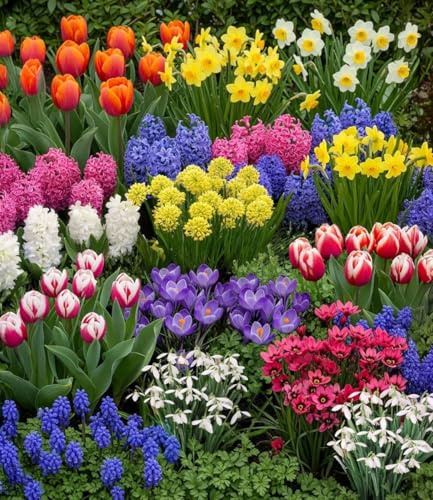BALDUR Garten 140er Blumenzwiebeln Spar-Paket, 140er Zwiebel-Mix mit Tulpen | Narzissen, Hyazinthen, Schneeglöckchen, Zierlauch und mehr, Bunte Mischung, winterhart, blühend