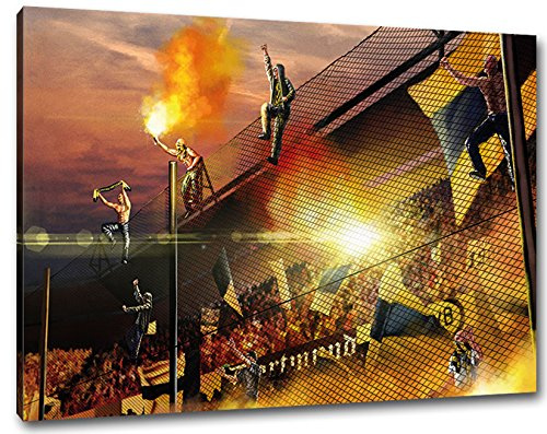 Ultras-Art Dortmund Away Format: 80x60, Bild auf Leinwand XL, fertig gerahmt