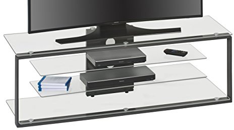 MAJA Möbel 1613 TV-Rack Metall anthrazit-Klarglas, Abmessungen (BxHxT): 130 x 42 x 40 cm, Glas, 130 x 40 x 42 cm