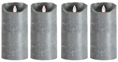 sompex LED Kerzen mit Timerfunktion und flackernder Flamme, grau ⌀ 8cm, Höhe wählbar 18cm oder 23cm, Adventskranz 4er Sets, Weihnachtsdeko, LED Deko (4x18cm)