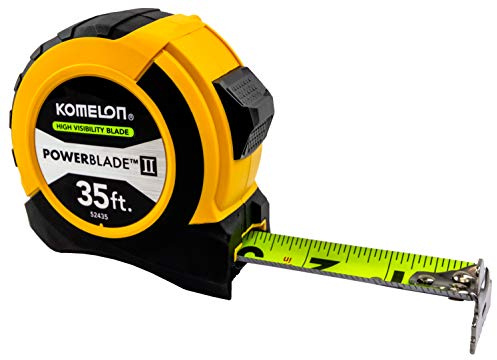 Komelon 52435; 35' x 1.06 Powerblade II Tape Measure, ABS Case, Black/Yellow, Small