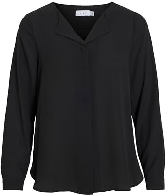 Vila kvinnlig skjorta hög låg delad krage, Svart (Black), M