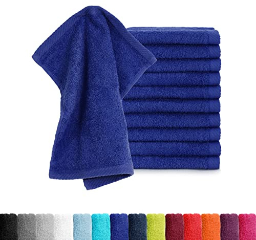 BaSaTex 10er Pack Seiftücher für Gesichts- & Körperreinigung im Set | Frottee Seiflappen aus weicher Baumwolle, Waschlappen Öko-Tex Made in Green, Royalblau, Baumwolle, Frottee, Öko-Tex
