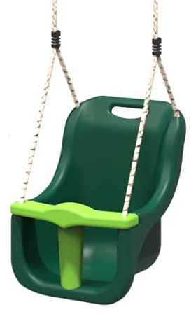 Rebo® Baby Swing Seat - Green | OutdoorToys | Soft-touch Ropes, Removable T-Bar, High-Seat Back, Rope Length 150cm, Fits Most Makes of Swing Frame and Climbing Frame