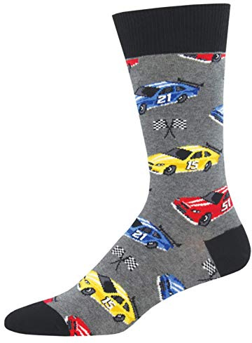 Socksmith Mens Novelty Crew Socks Pit Stop - One Size (Charcoal Heather)