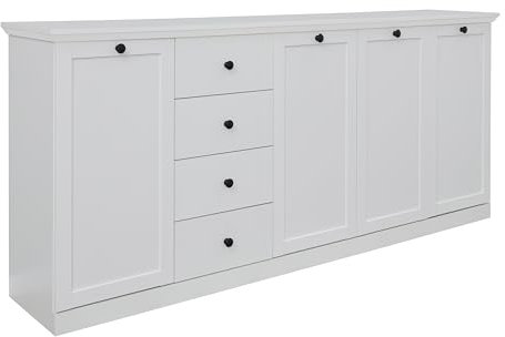 trendteam smart living - Baxter - Sideboard - Weiß - Anrichte mit 4 Schubladen und 12 verstellbaren Einlegeböden - (BxHxT) 195 x 88 x 41 cm - Landhausstil - Kratzfest