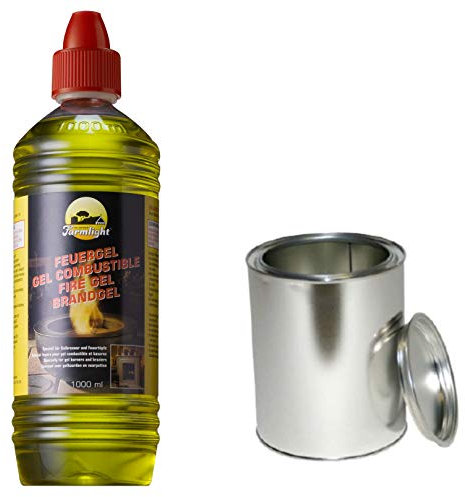 Moritz Kit de démarrage 12 x 1000 ml de gel combustible + 6 boîtes de 500 ml avec couvercle pour brûleur de cheminée, four de sécurité