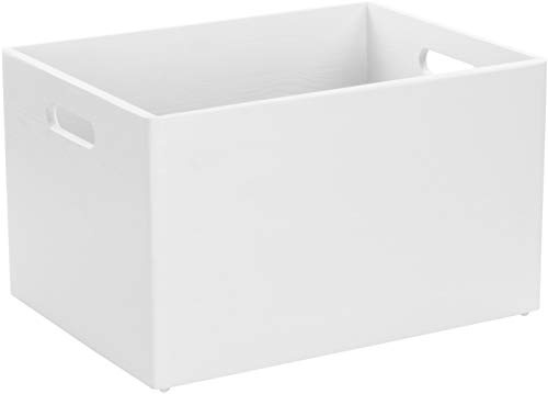 LAUBLUST Große Holzkiste mit Griffen - 40x30x24cm, Weiß, FSC® | Allzweck-Kiste und Aufbewahrungskiste | Geschenk-Verpackung | Deko-Kiste zum Basteln | Spielzeug-Kasten | Füll-Box für zu Hause