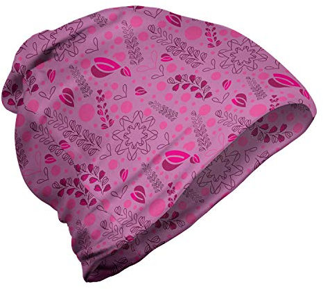 ABAKUHAUS Botanik Unisex Beanie, Blätter Reisig Bubbles Beeren, Wandern im Freien, Pale Fuchsia-Pink