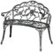 Home Source Cast Iron Garden Bench Metal Frame Patio Chair Outdoor Seating, Grey, 2 Seater