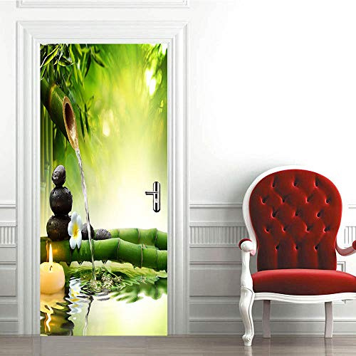TIWZHHQ Türaufkleber Selbstklebend 3D 100x200cm Bambus & Zen Tapeten Türtapete TürPoster Türfolie Klebefolie von Trendwände Abnehmbar Fototapete Wohnzimmer Schlafzimmer Haus Dekoration