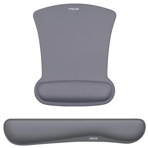 MOSISO Repose-Poignets pour Tapis de Souris & Clavier,Tapis de Souris Ergonomique Base Antidérapante Home/Office,Pain Relief & Easy Typing,Cushion avec Neoprene & Raised Memory Foam,Gris Espace
