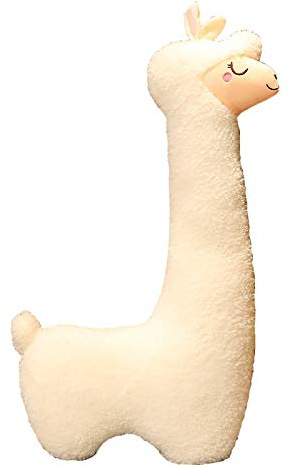 Alpaka Kuscheltier | Weich Stofftier Plüschtier Tier Kissen | Niedliches Plüsch Spielzeug | Dekoration Plüschkissen Schlafkissen Für Sofa Kinderzimmer | Geschenke für Baby Kinder Damen (Weiß 130CM)