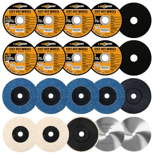 20 Stück Trennscheiben, Fächerscheiben& Polierscheiben Set, 75 x 9.5 mm, für Winkelschleifer – Schneiden, Polieren, Schleifen von Metall