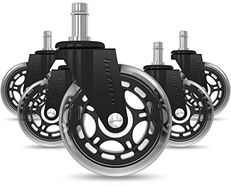 huzaro Casters 2 0 - Gaming Bürostuhl Rollen 5er Set - Bodenrollen Gummirollen Ersatzrollen - Laminat Parkett - Hartbodenrollen - leise universal einfache Montage - Schwarz