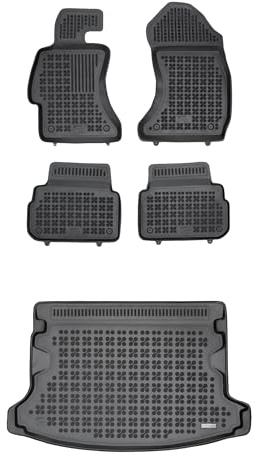 MOTOS Satz Gummifußmatten und Kofferraummatten für Subaru XV II ab 2017 Verbessern Sie Ihren Reisekomfort mit Antirutschmatte Auto - Allwetter fußmatten Auto, Schutz vor Verschmutzung