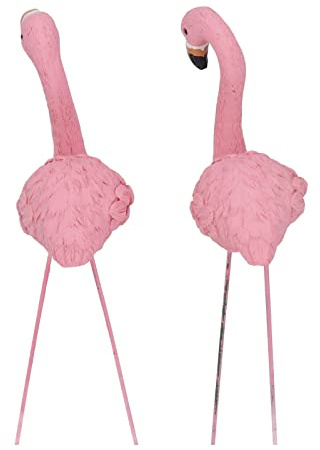 Set di 4 Fenicotteri Rosa da Giardino, Statue Decorative per Prato con Dettagli Raffinati, Sculture per Esterni
