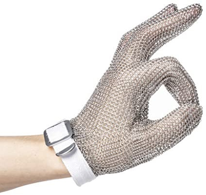 BCPPO Kettenhandschuh Schnittfeste Handschuhe Für Die Küche Zu Hause, Kettenhandschuhe Aus Edelstahl, Sicherheitsarbeitshandschuhe Für Schlachthöfe (Size : A Pack of one/L)
