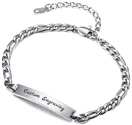 MunkiMix Personalisierte Armbänder Gravur Namens/Datum Edelstahl Armreif mit Herz Anhänger Verstellbares Kette Schmuck Geschenke für Frauen Freundin Beste Freunde (Silber)