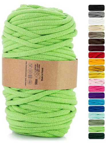 Netuno 1x Makramee-Garn Hellgrün 9 mm 50 m Makramee Kordel Baumwolle mit Polyesterkern Baumwollkordel Schnur Bastelgarn farbig für Dekoration Wandbehang Blumenampel Cotton Cord Macrame