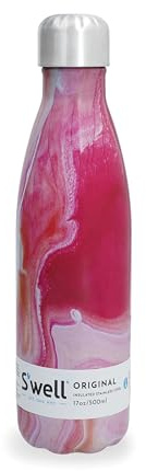 S'well Original Water Bottle, Rose Agate, 500ml. Vacuum-Insulated Drinks Bottle Keeps Drinks Cold and Hot - BPA-Free Stainless Steel Hydration Bottle for On The Go