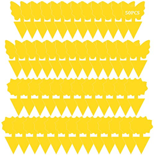 50 Pack Sticky Traps Fruit Fly Fungus Gnat Trap Killer, Joogee yellow Dual Sided Gnat Trap, Disposable Insect Catcher Sticky Board,Non-Toxic and Odorless,for Mosquitoes, Houseplant, Garden