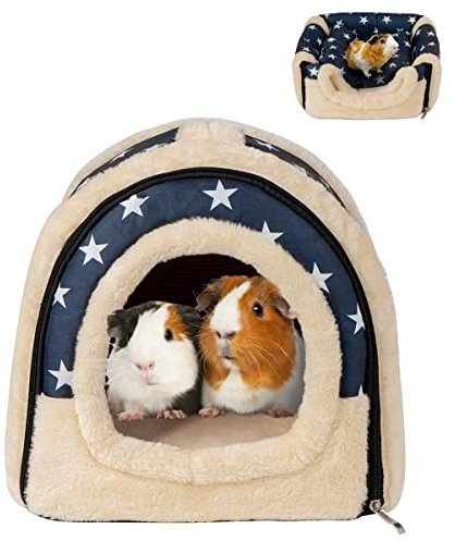 Pantula Meerschweinchen Bett Kuschelhöhle - Höhle Gemütliches groß Hamster Kleintier Bett Versteck mit Abnehmbarer Matte für Hamster Kaninchen Igel Chinchilla Bartagamen und Frettchen (Blau)