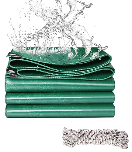 Jianyana Lonas, PVC Lona Impermeable Exterior con Ojales, 1.8x2.5 m, 440 g/m² Lona Remolque Lona Piscina, Anti-UV, Resistencia al Desgarro, Diez Metros de Cuerda, Verde